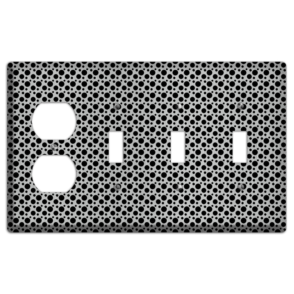 Small and Tiny Polka Dots Stainless Steel Duplex / 3 Toggle Wallplate