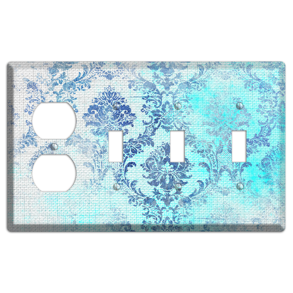 Ice Cold Whimsical Damask Duplex / 3 Toggle Wallplate