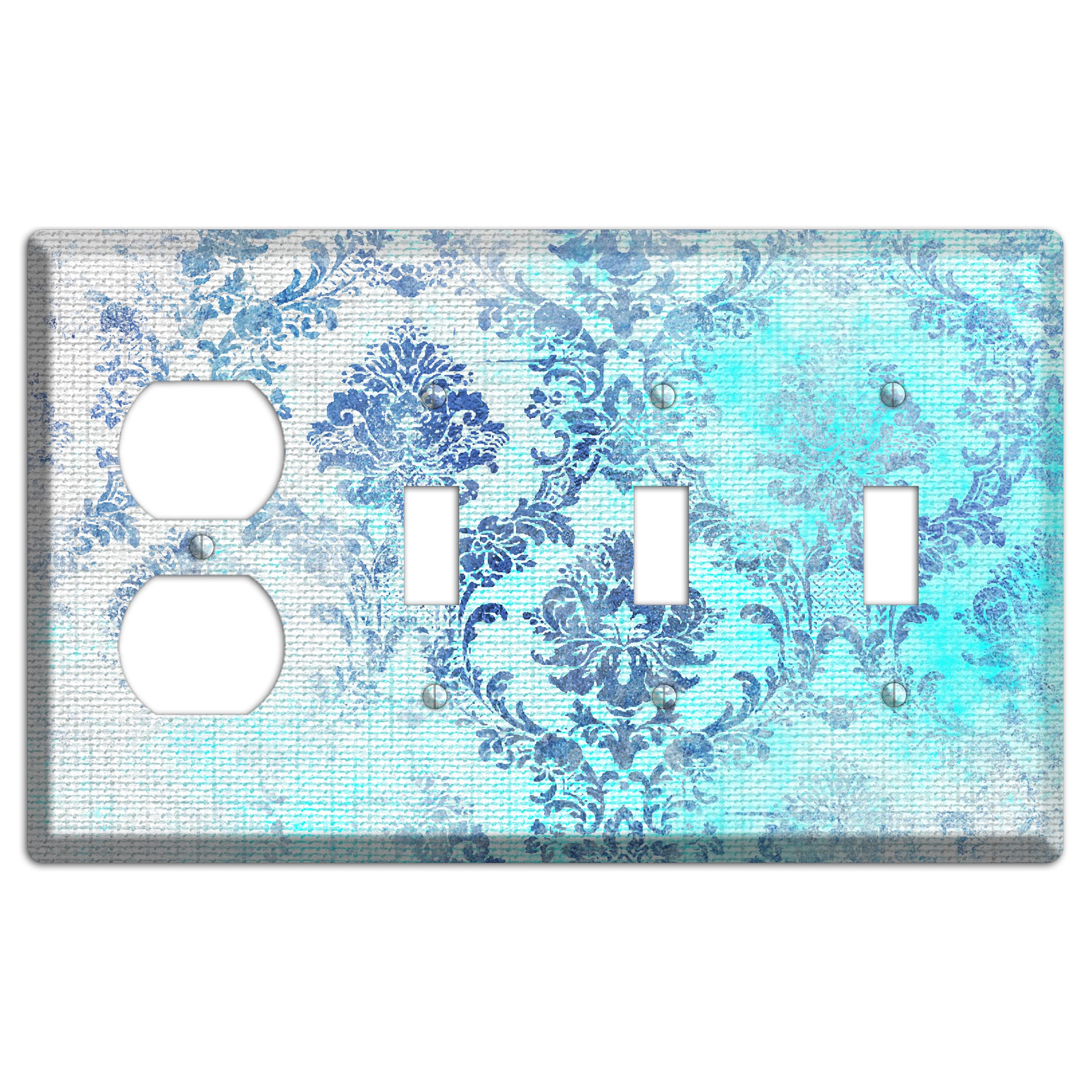 Ice Cold Whimsical Damask Duplex / 3 Toggle Wallplate