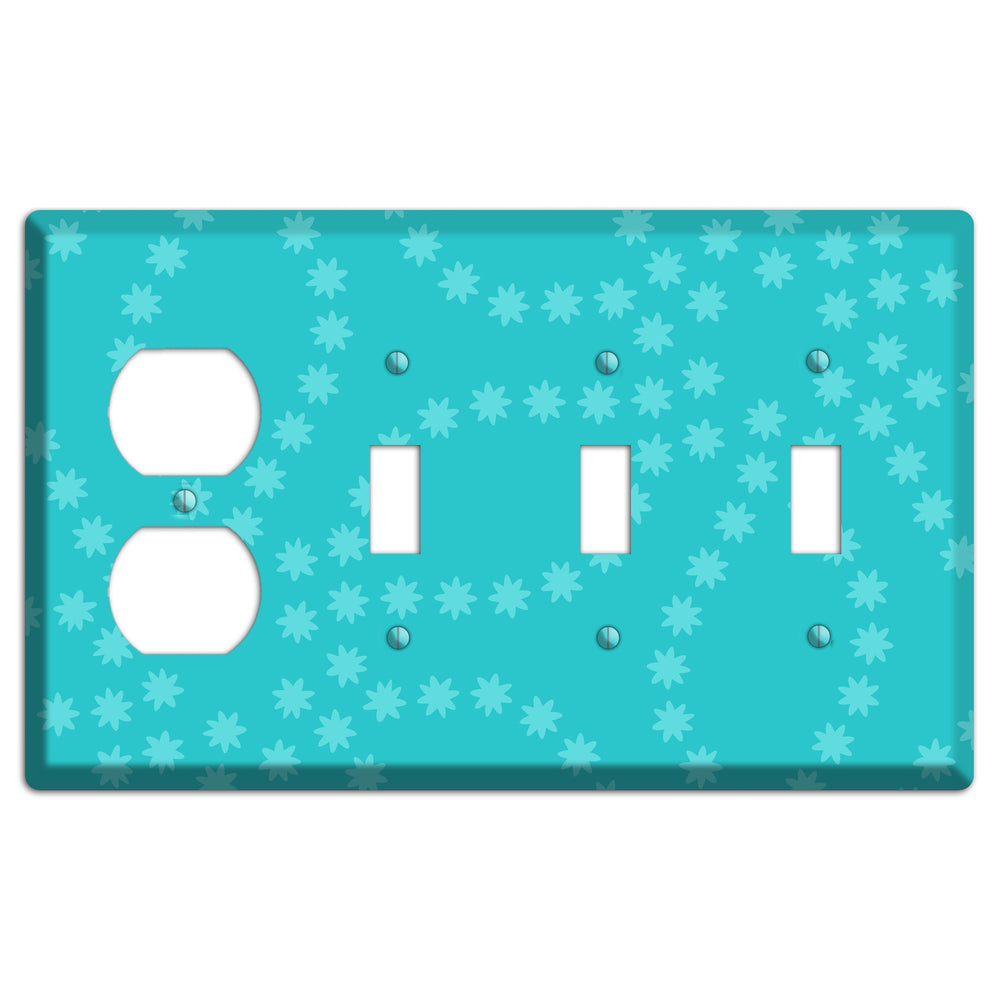 Multi Turquoise Constellation Duplex / 3 Toggle Wallplate