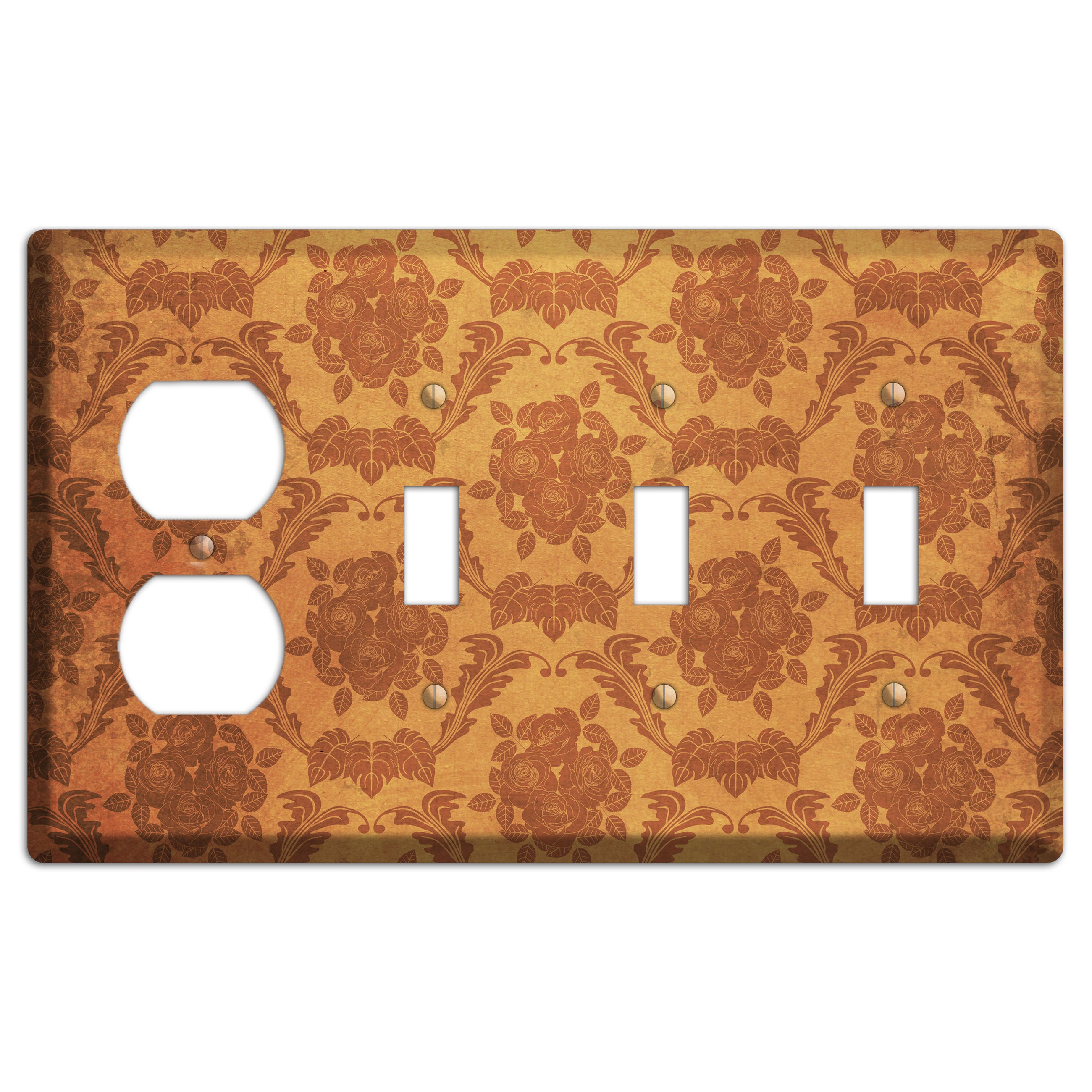 Cape Pallisar Vintage Rose Damask Duplex / 3 Toggle Wallplate