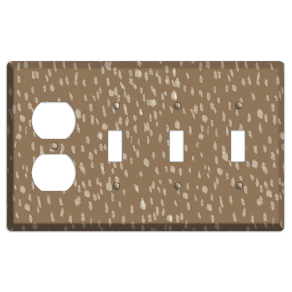 Brown and White Speckle Duplex / 3 Toggle Wallplate