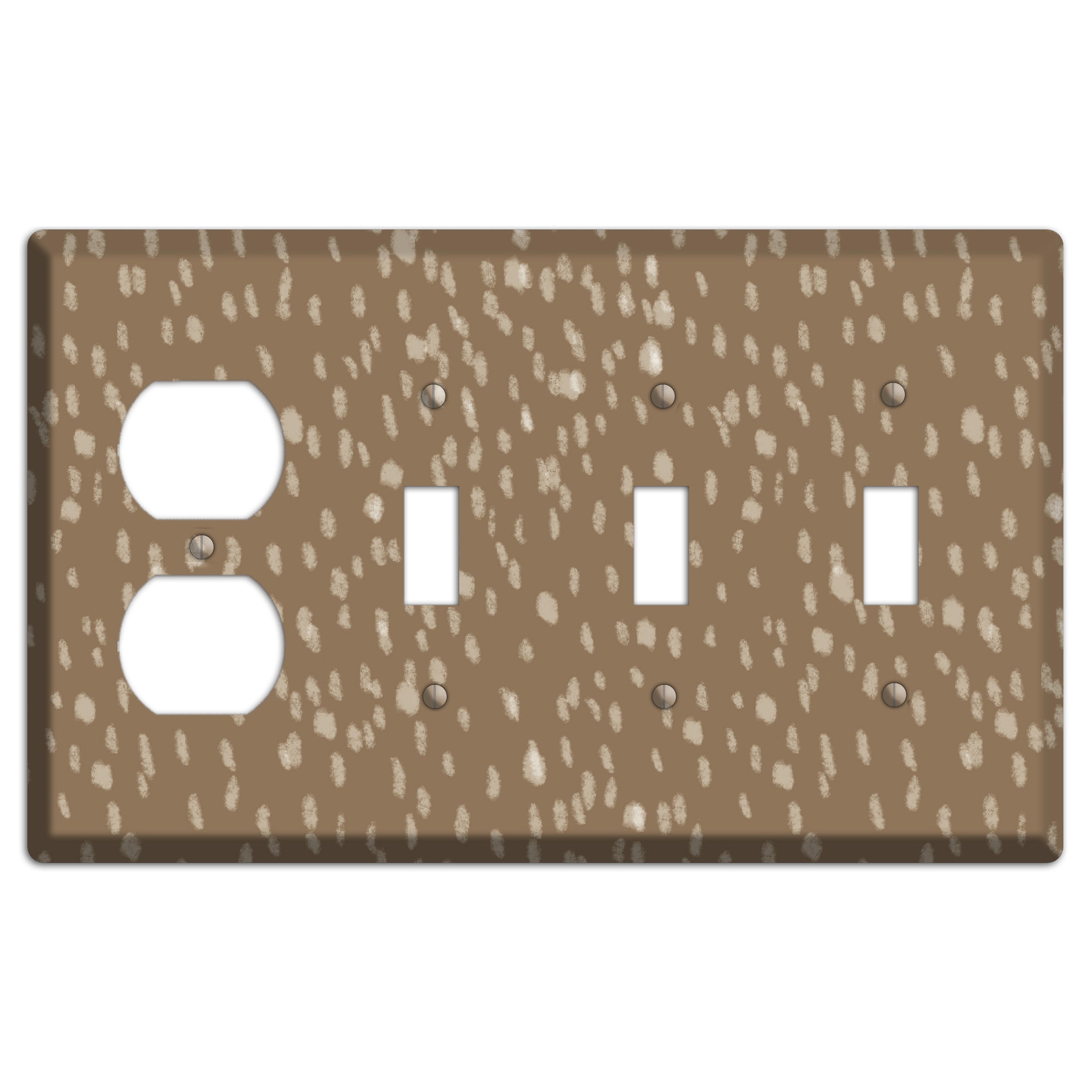 Brown and White Speckle Duplex / 3 Toggle Wallplate