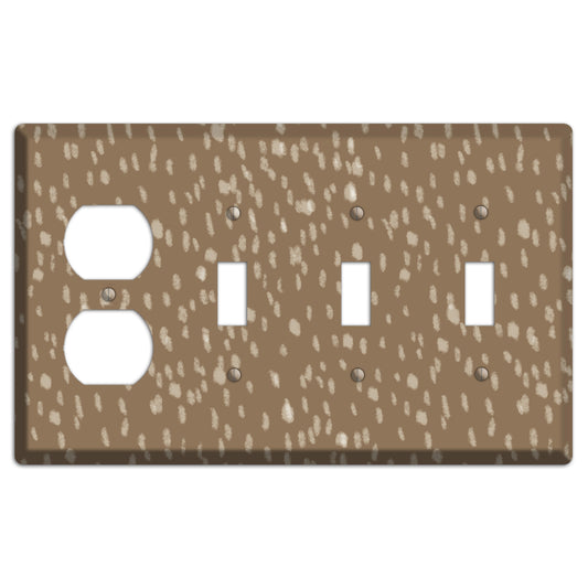 Brown and White Speckle Duplex / 3 Toggle Wallplate