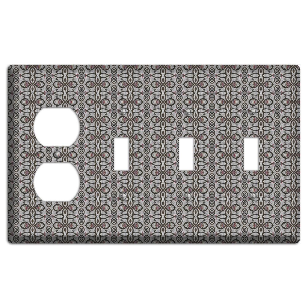 Grey Tapestry Duplex / 3 Toggle Wallplate