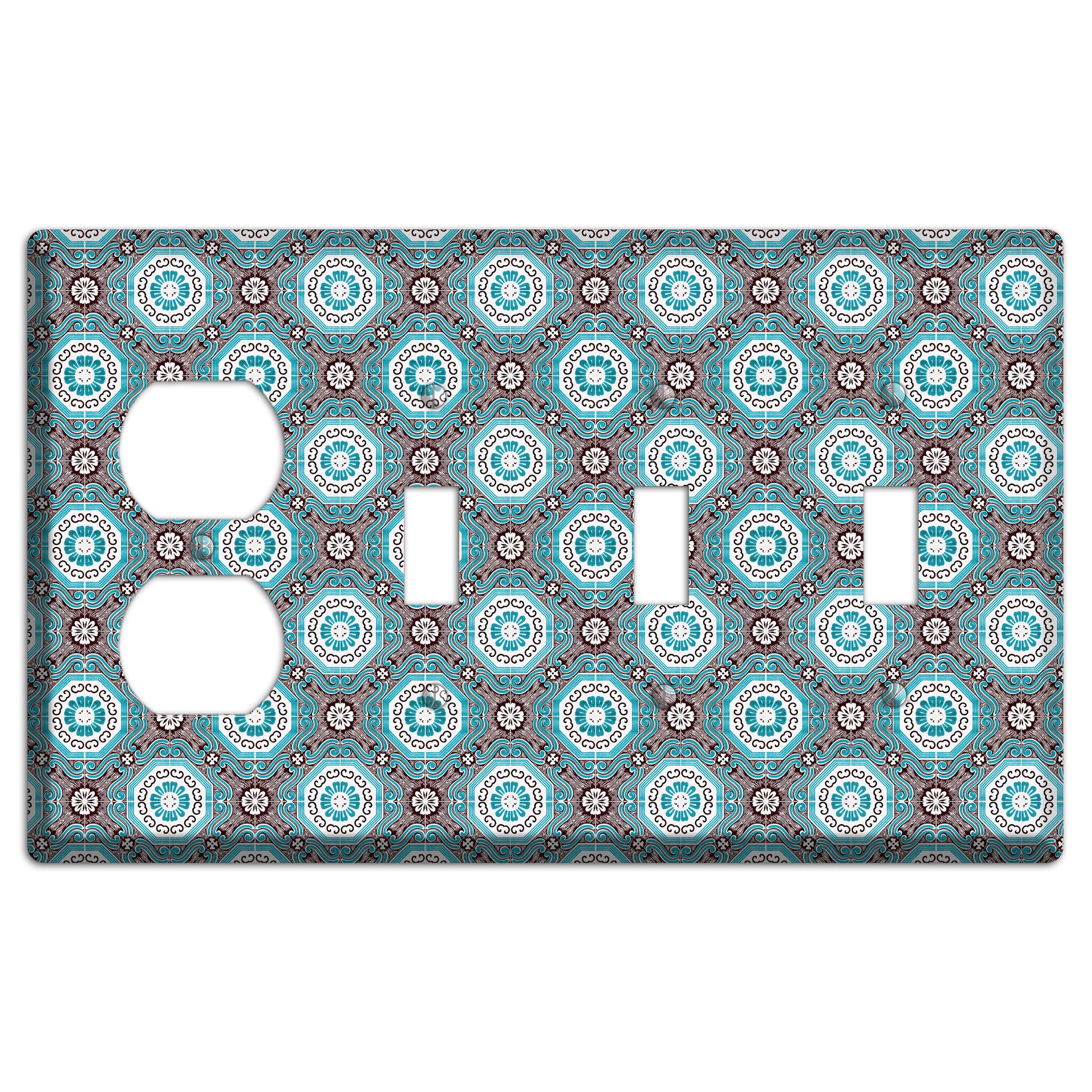 Tavira Tiles 2 Duplex / 3 Toggle Wallplate