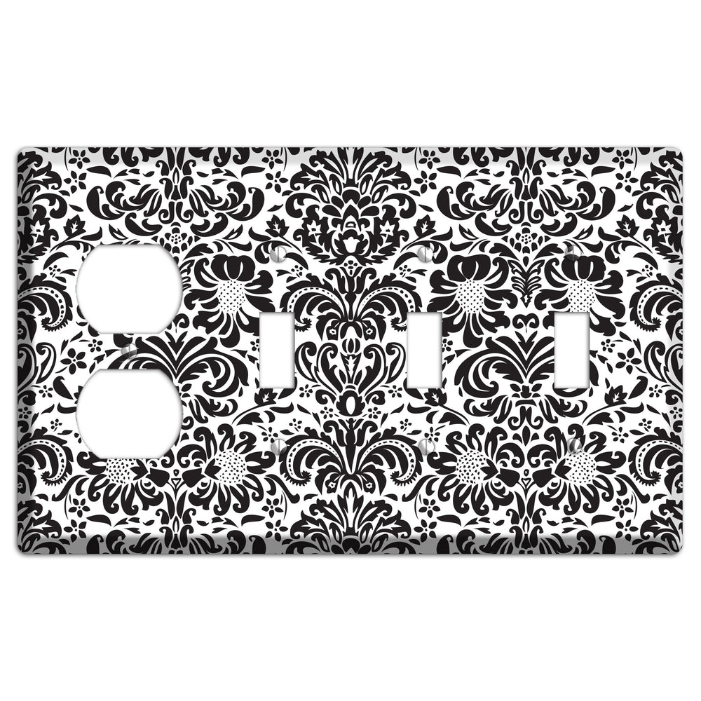 White with Black Toile Duplex / 3 Toggle Wallplate