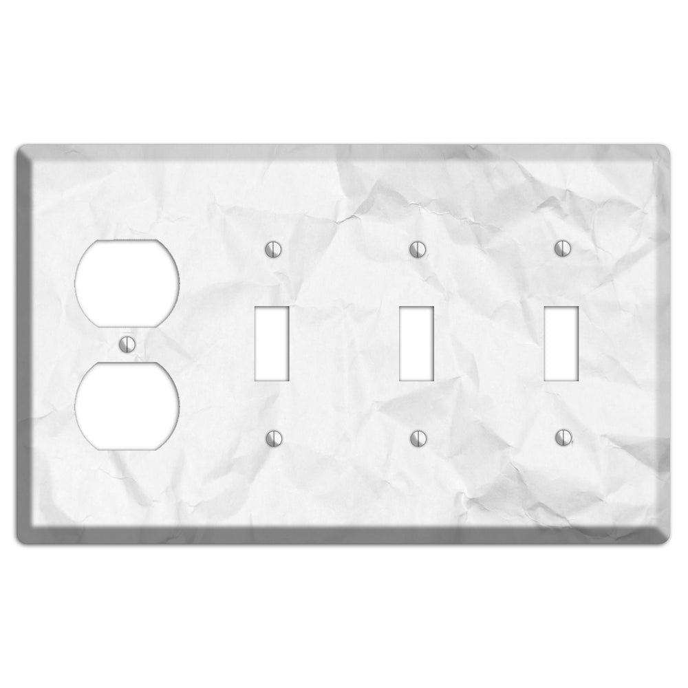 Seashell Crinkled Paper Duplex / 3 Toggle Wallplate