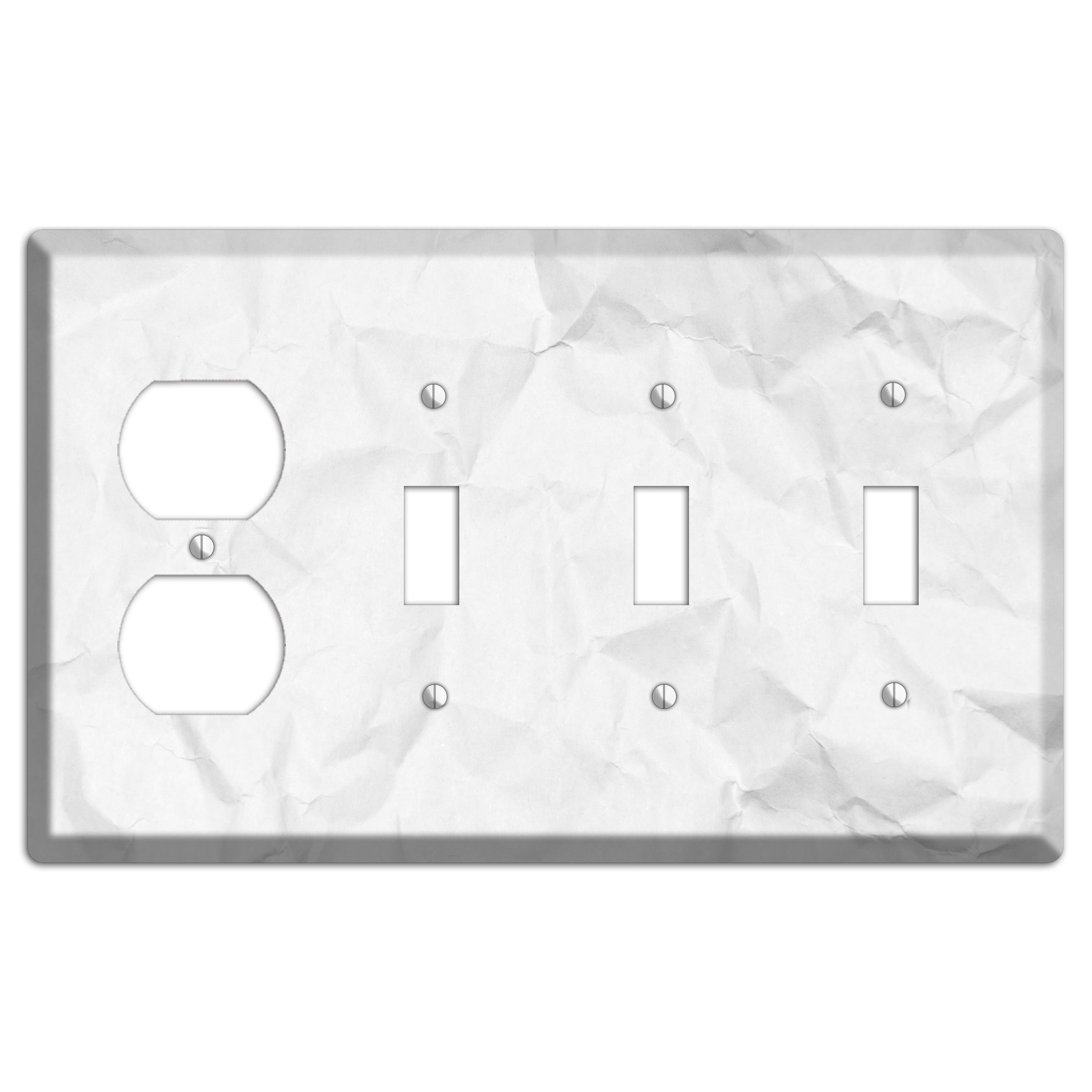 Seashell Crinkled Paper Duplex / 3 Toggle Wallplate