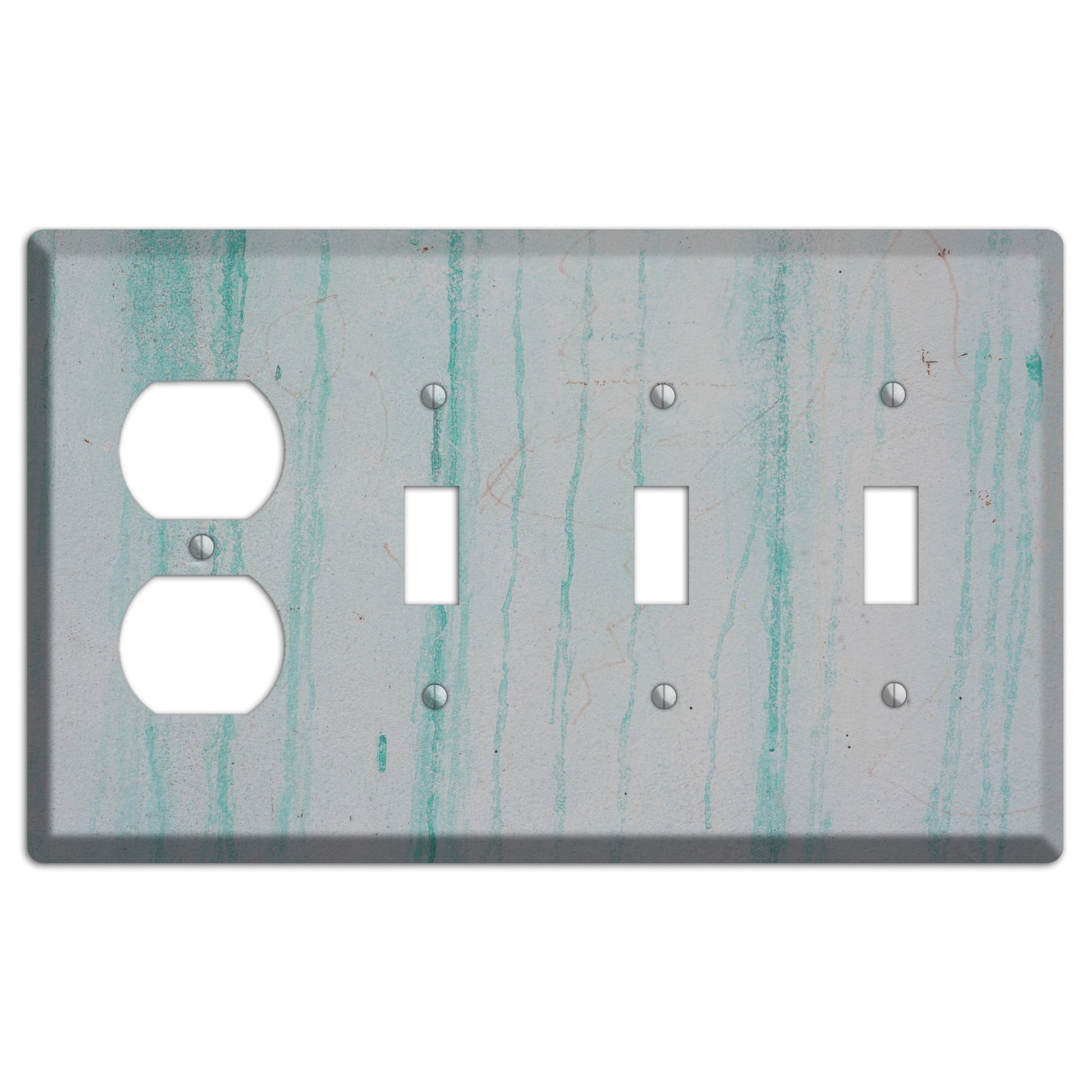Green Stripes Concrete Duplex / 3 Toggle Wallplate
