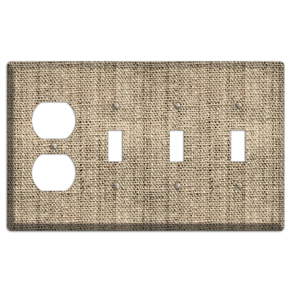 Hillary Burlap Duplex / 3 Toggle Wallplate