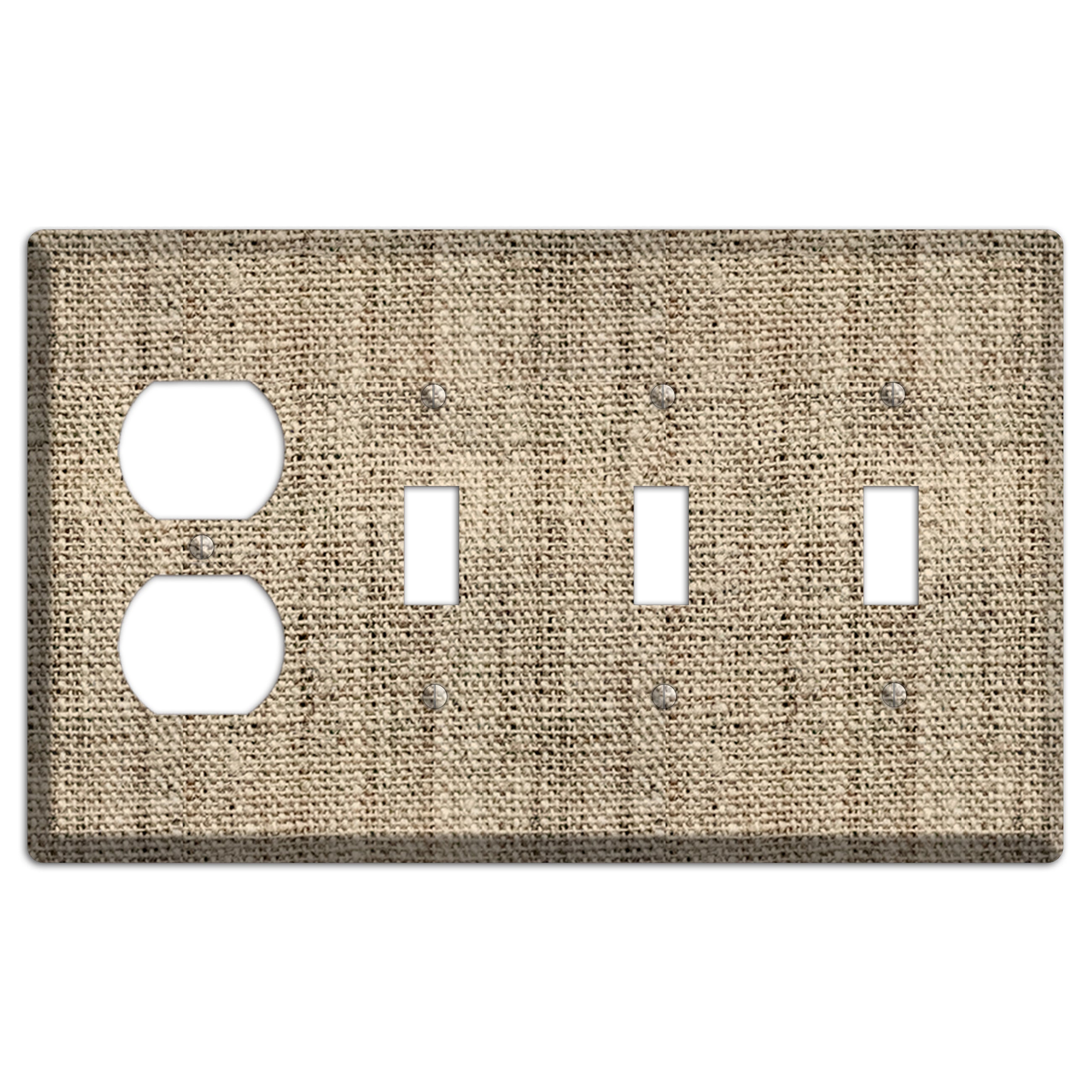 Hillary Burlap Duplex / 3 Toggle Wallplate
