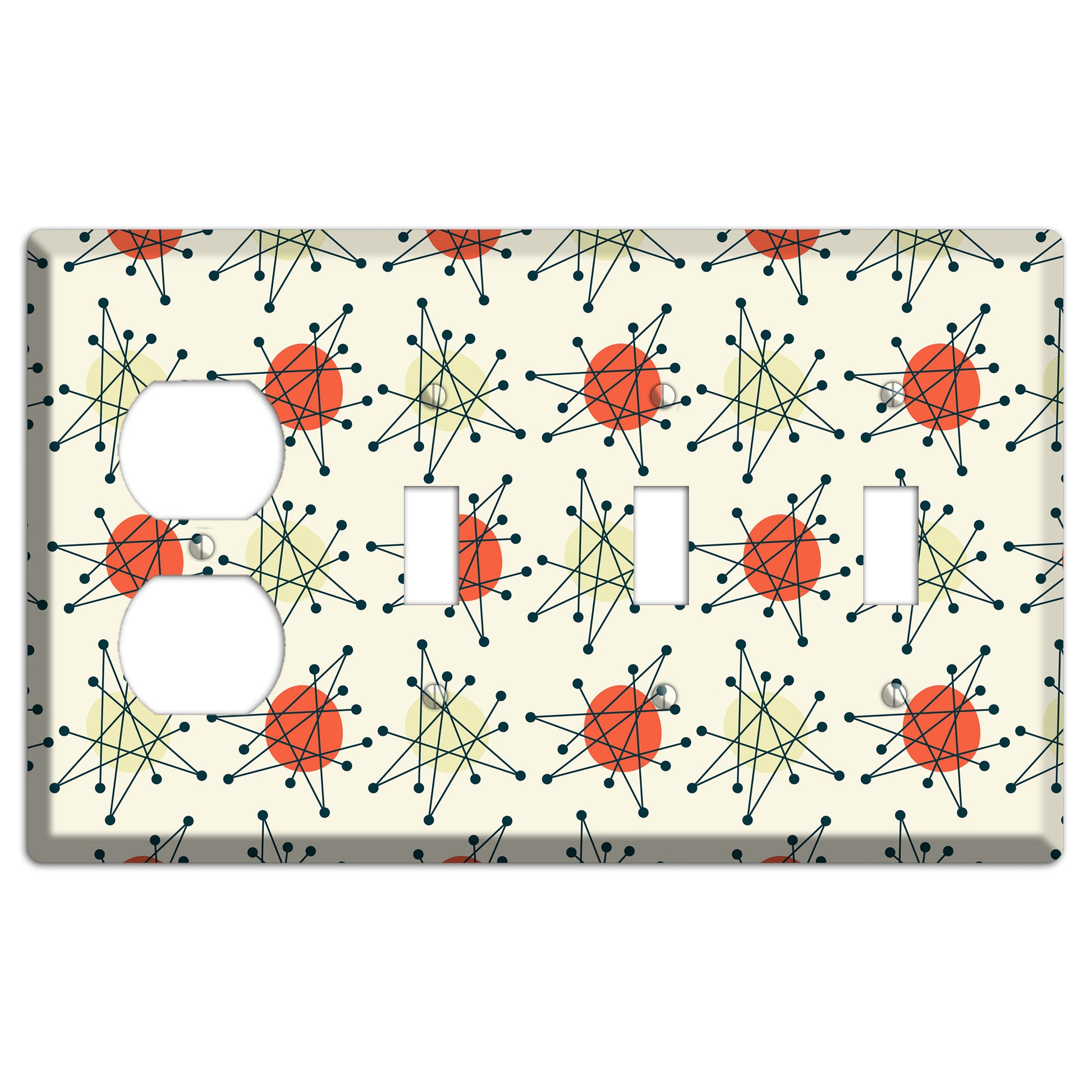 Atomic Star Burst Duplex / 3 Toggle Wallplate