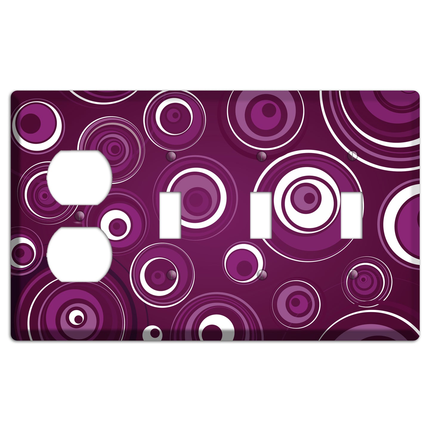 Purple Circles 2 Duplex / 3 Toggle Wallplate