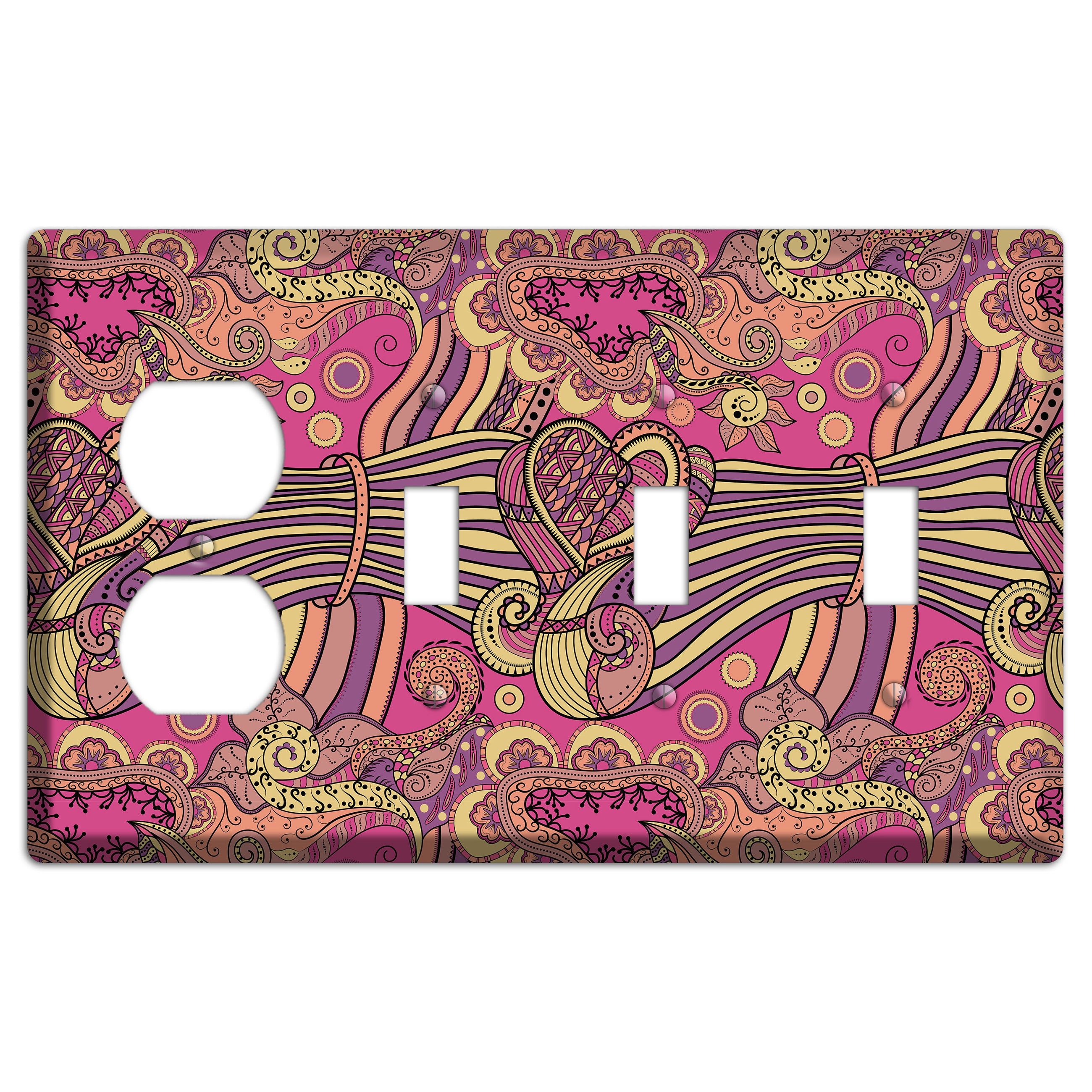 Retro Flourish 1 Duplex / 3 Toggle Wallplate
