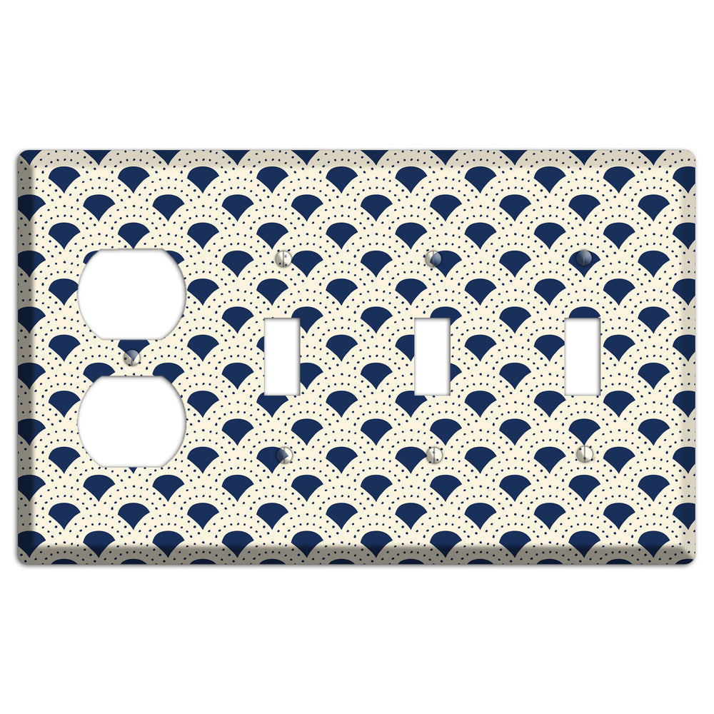 Navy Confetti Fan Duplex / 3 Toggle Wallplate