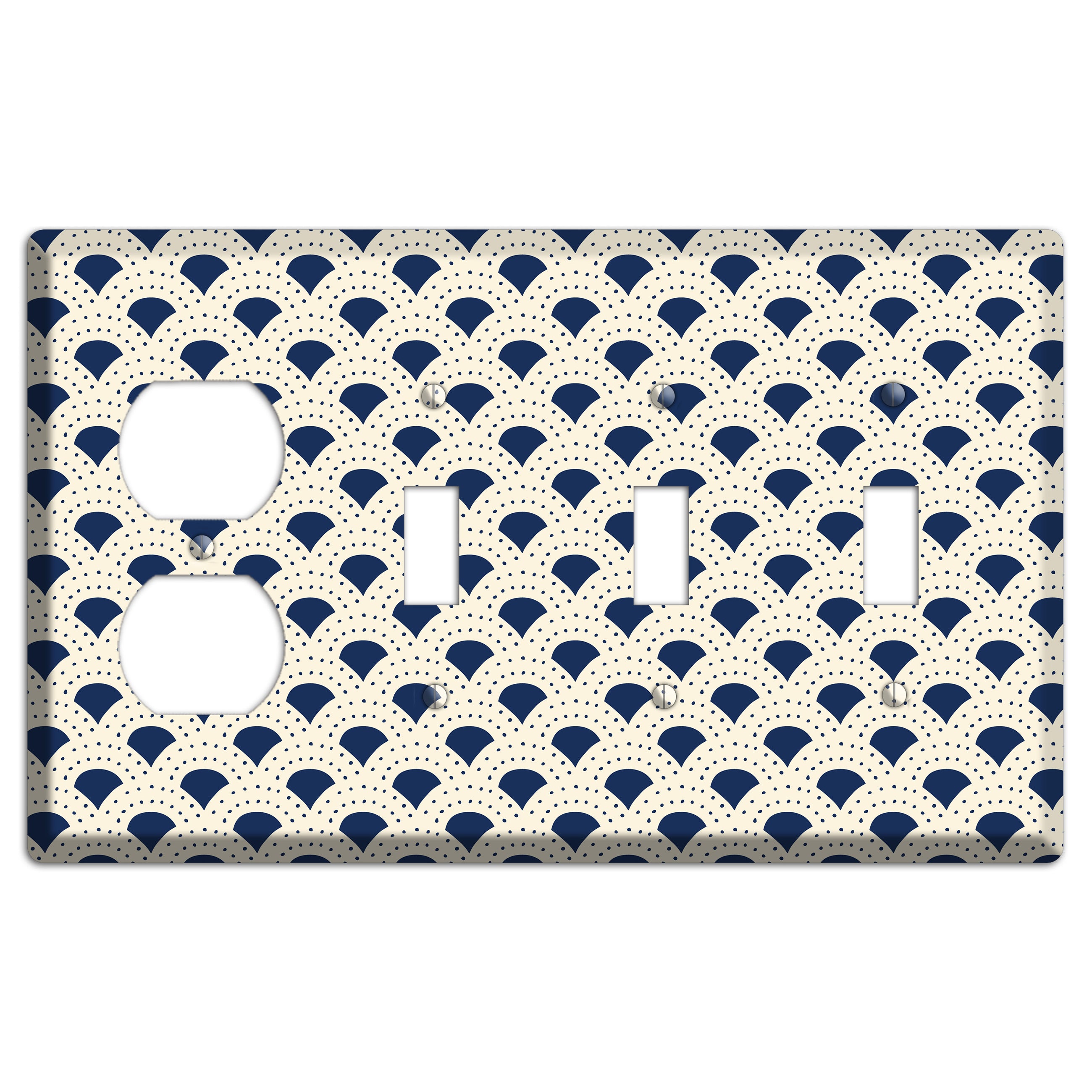 Navy Confetti Fan Duplex / 3 Toggle Wallplate