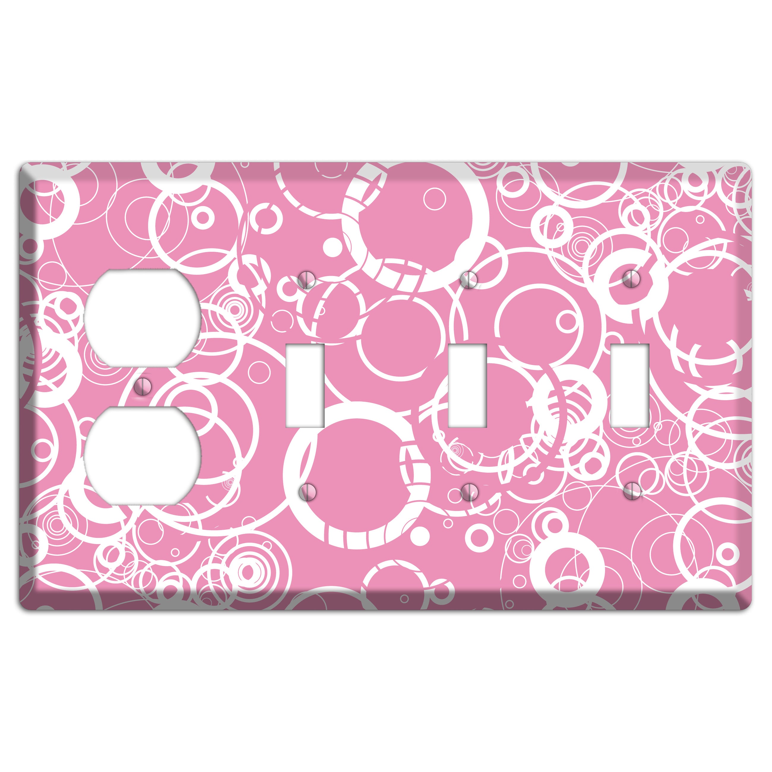 Light Pink Circles Duplex / 3 Toggle Wallplate