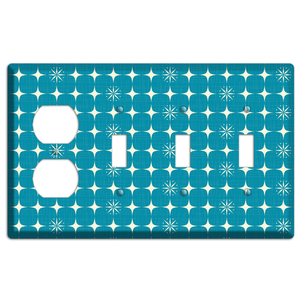 Blue Atomic Duplex / 3 Toggle Wallplate