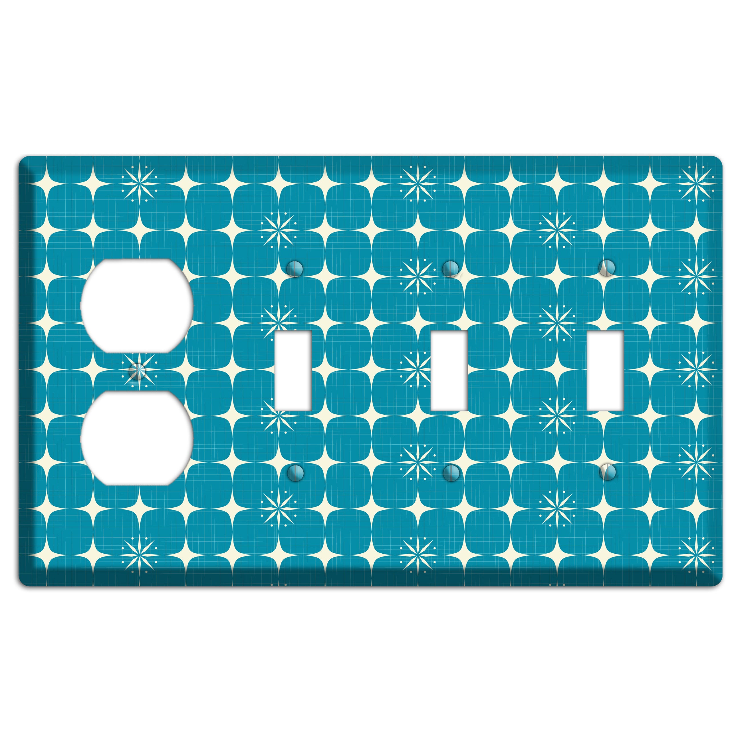 Blue Atomic Duplex / 3 Toggle Wallplate