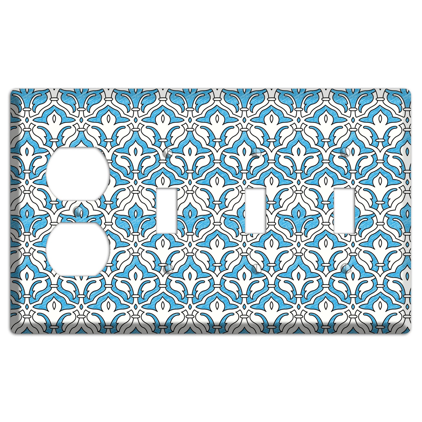 Blue Scallop Tapestry Duplex / 3 Toggle Wallplate