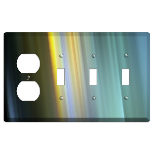 Black with Yellow Ray of Light Duplex / 3 Toggle Wallplate