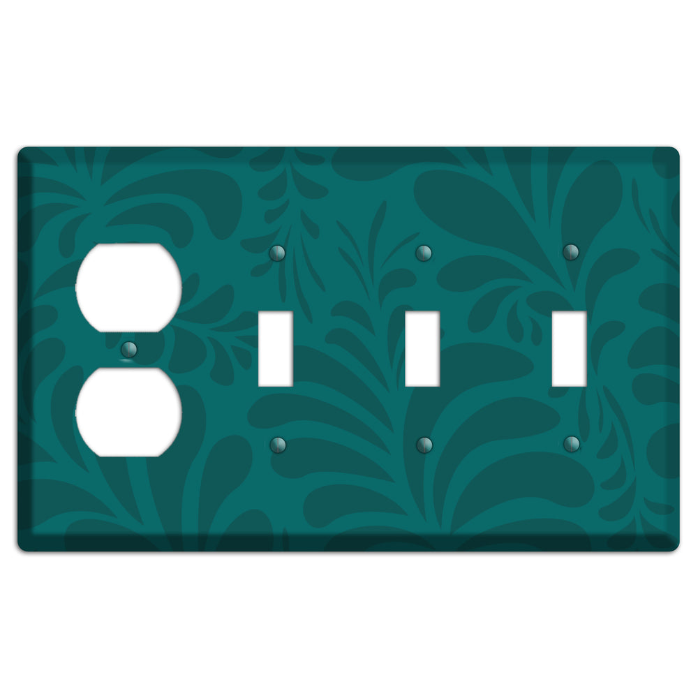 Jade Herati Duplex / 3 Toggle Wallplate
