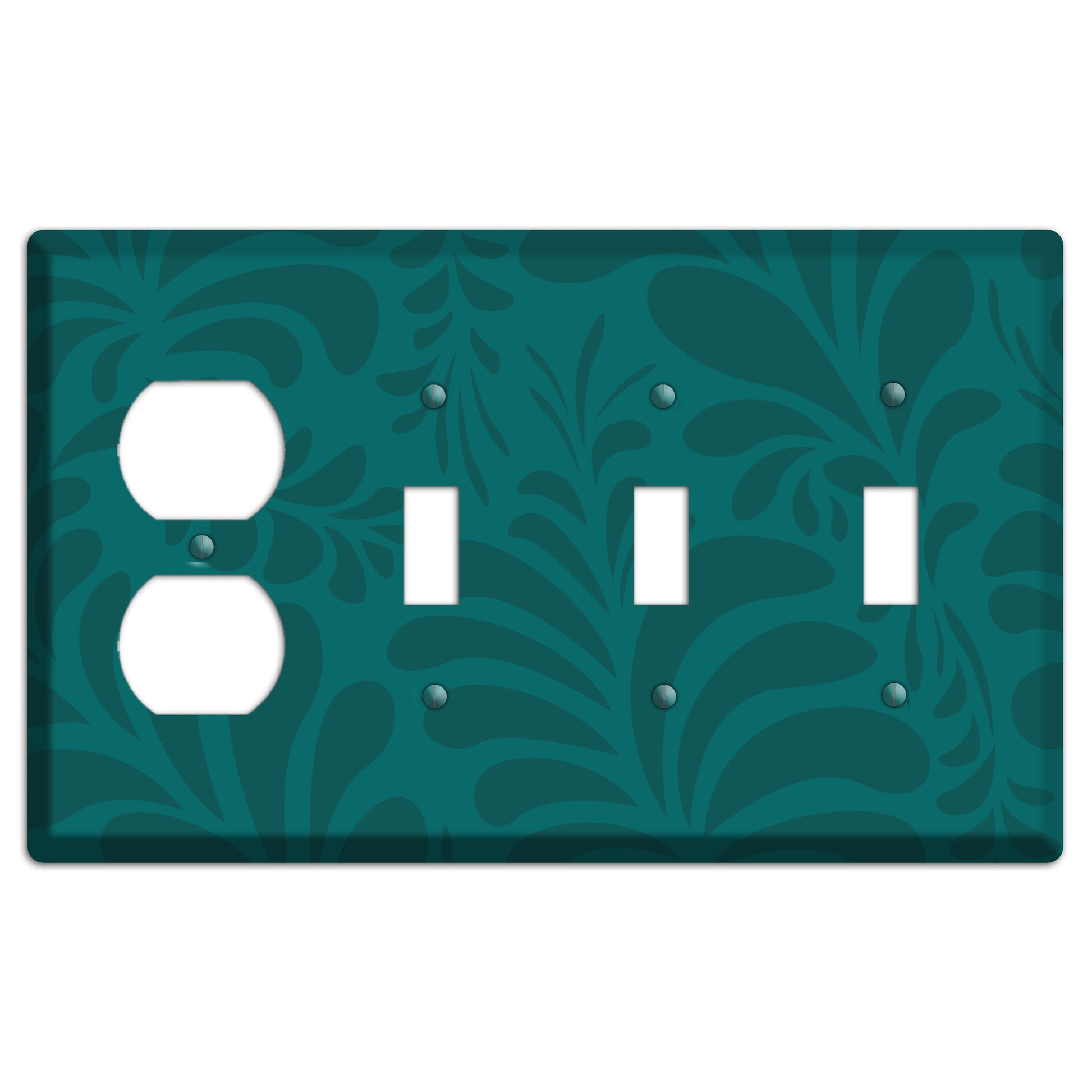 Jade Herati Duplex / 3 Toggle Wallplate