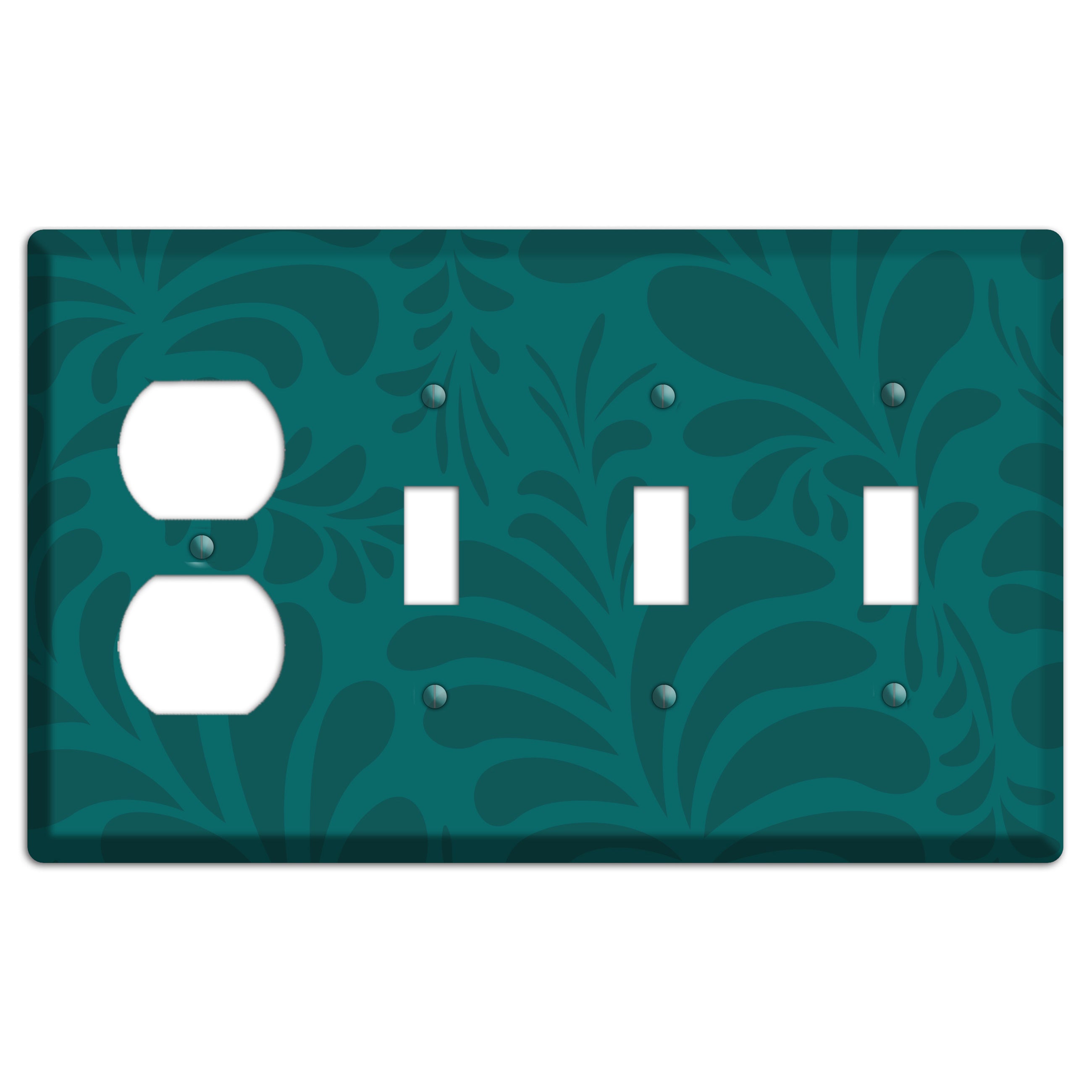 Jade Herati Duplex / 3 Toggle Wallplate