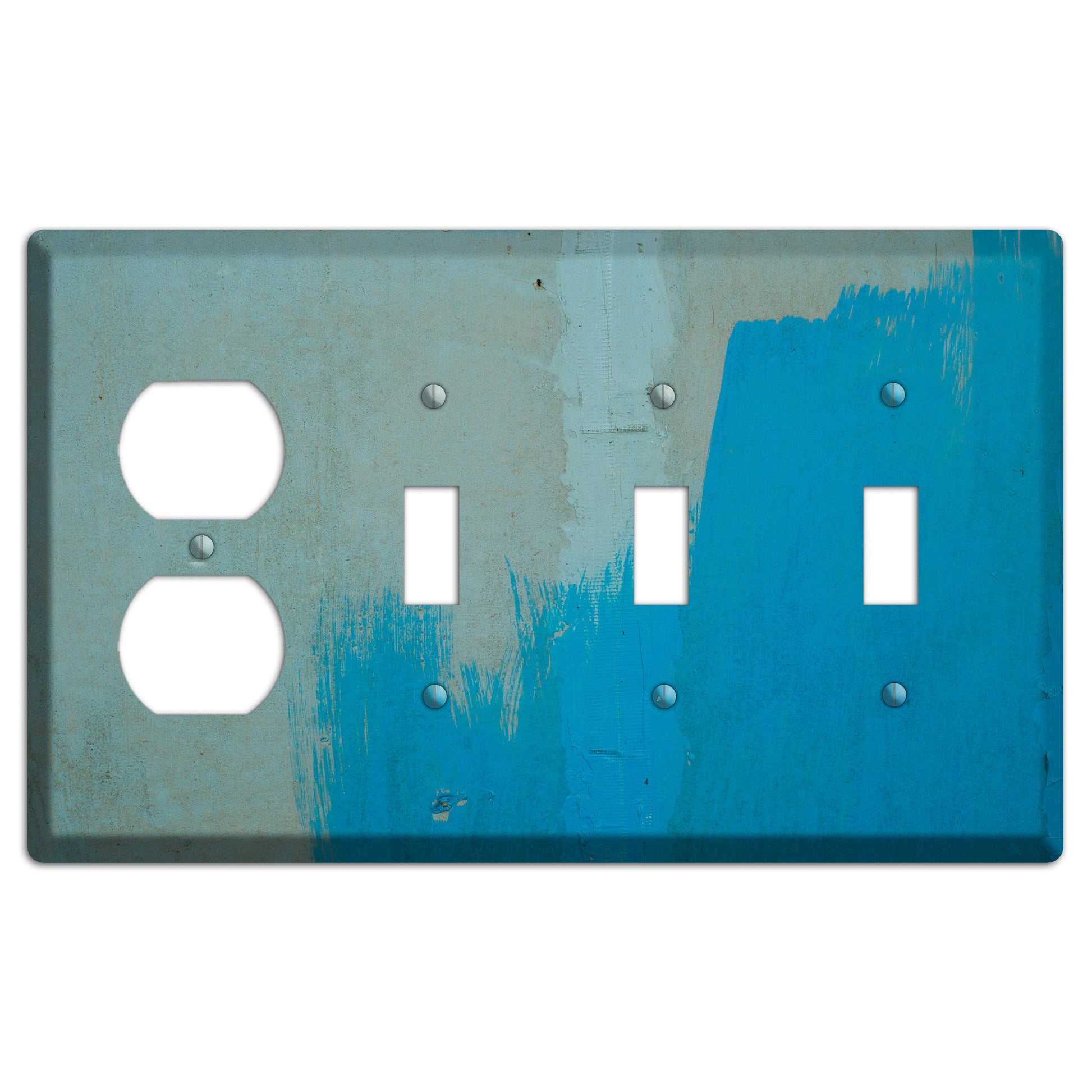 Blue Concrete Duplex / 3 Toggle Wallplate