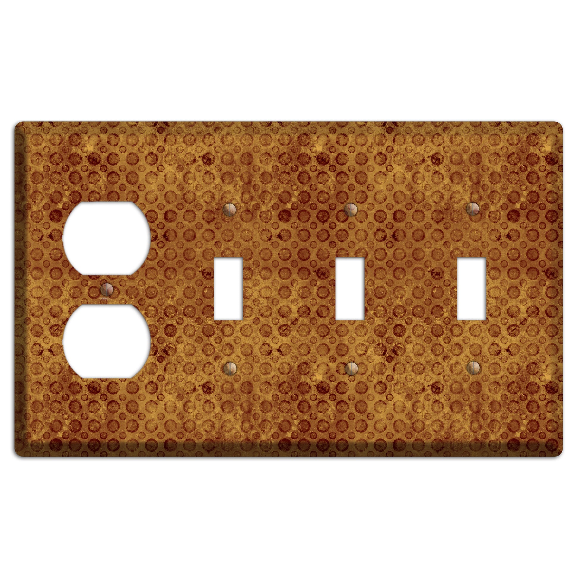 Maroon Circles Duplex / 3 Toggle Wallplate