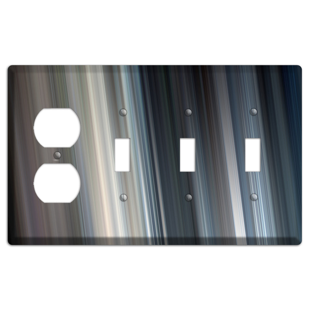 Blue Grey Ray of Light Duplex / 3 Toggle Wallplate