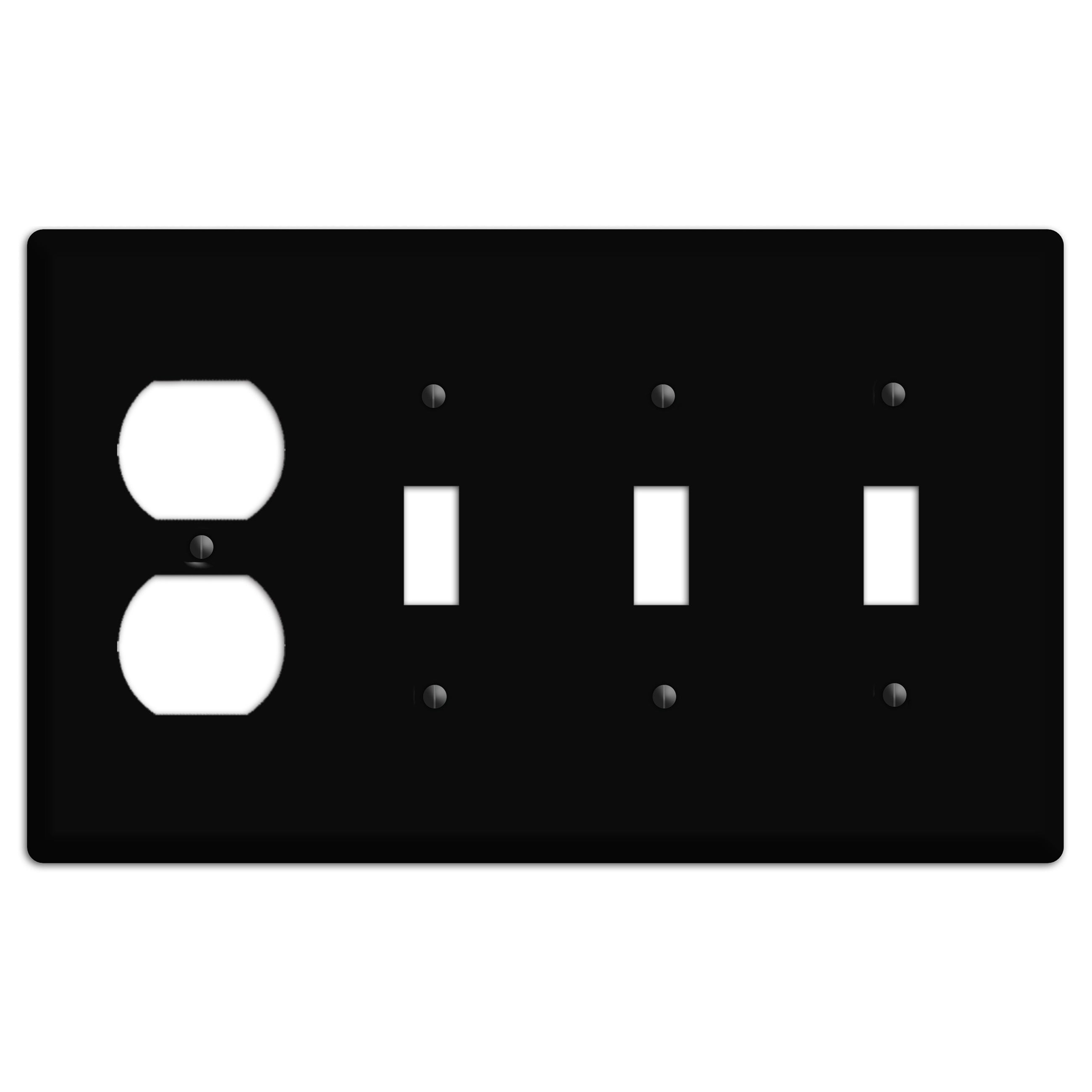 Satin Black Metal Duplex / 3 Toggle Wallplate