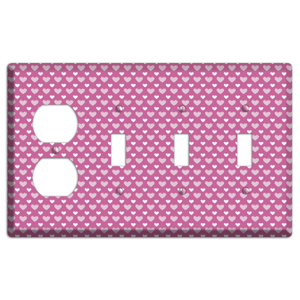 Tiled Small Hearts Duplex / 3 Toggle Wallplate