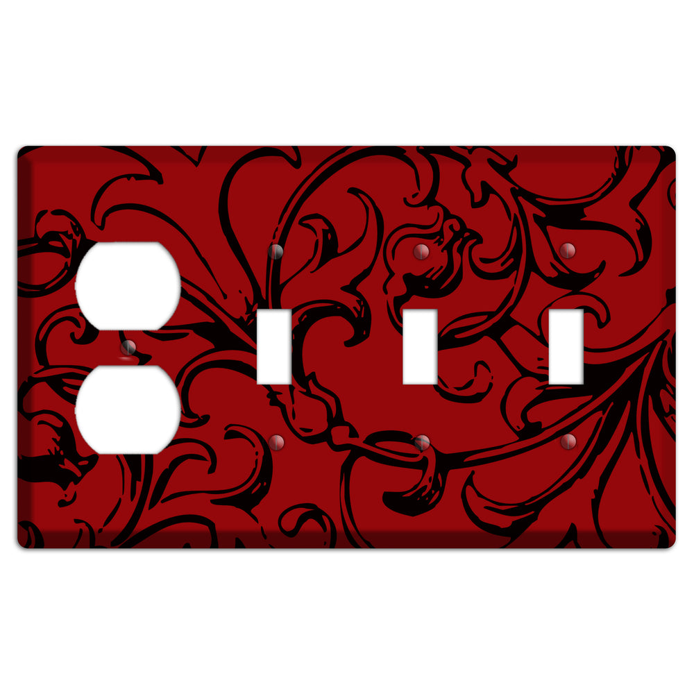 Victorian Red Duplex / 3 Toggle Wallplate