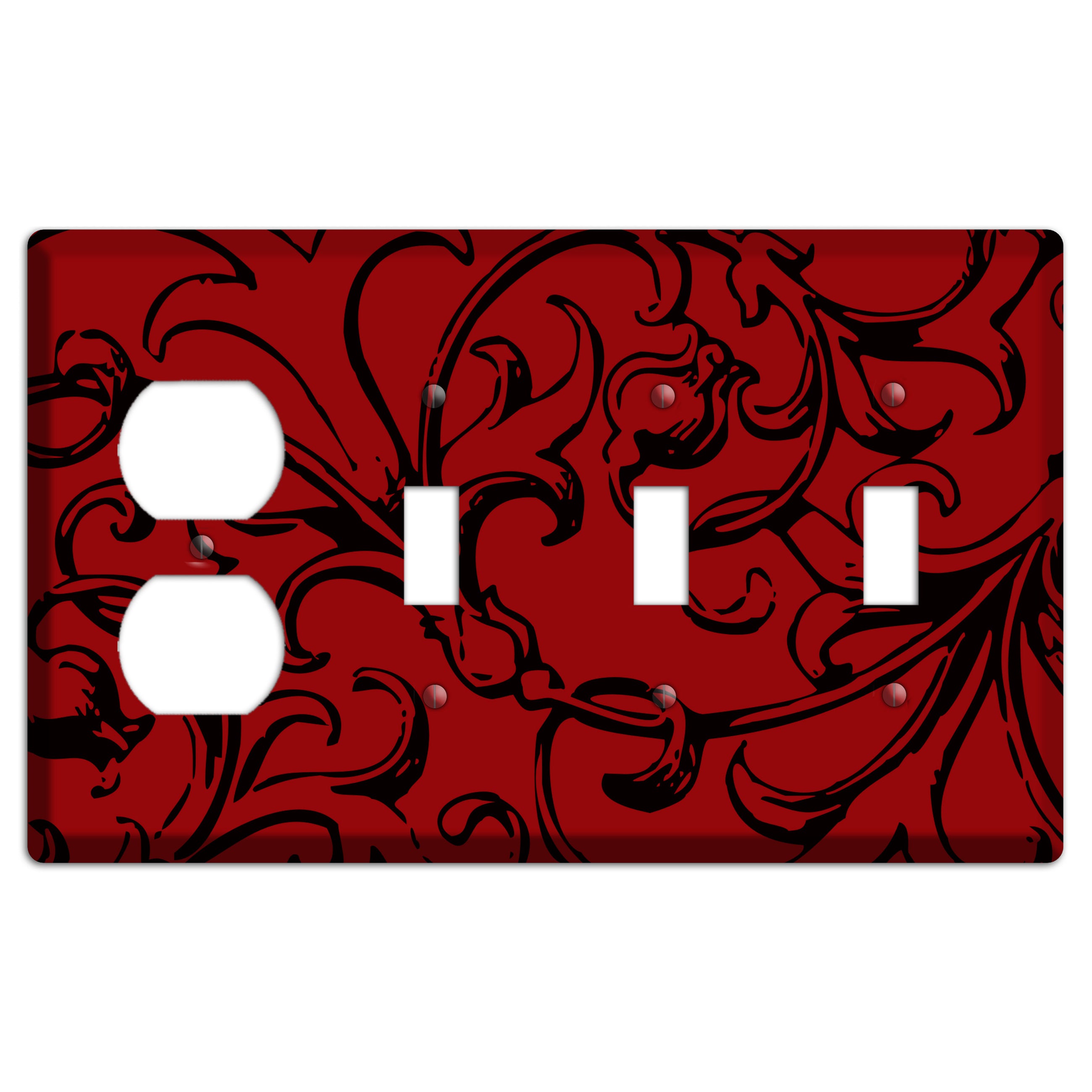 Victorian Red Duplex / 3 Toggle Wallplate