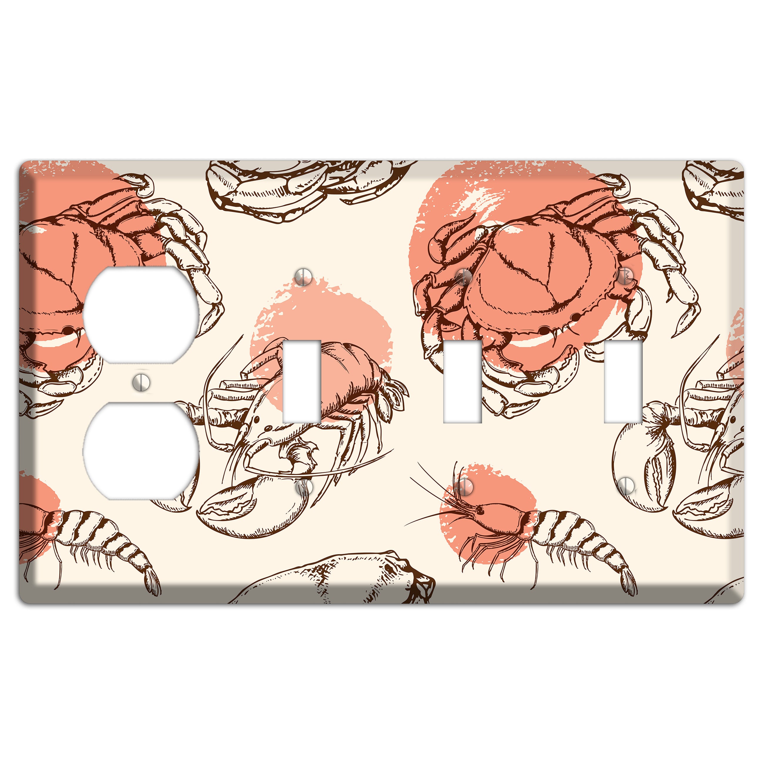 Red Crab Duplex / 3 Toggle Wallplate