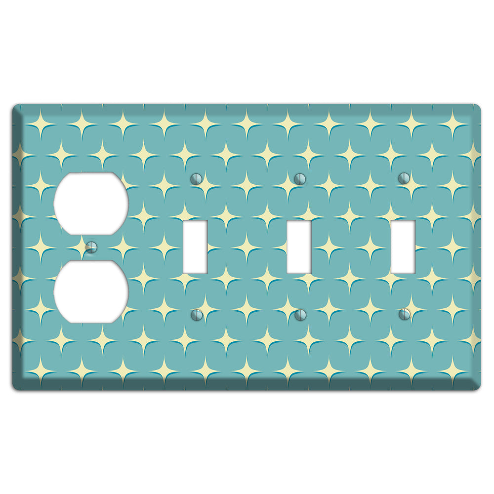 Yellow Atomic Diamond Duplex / 3 Toggle Wallplate