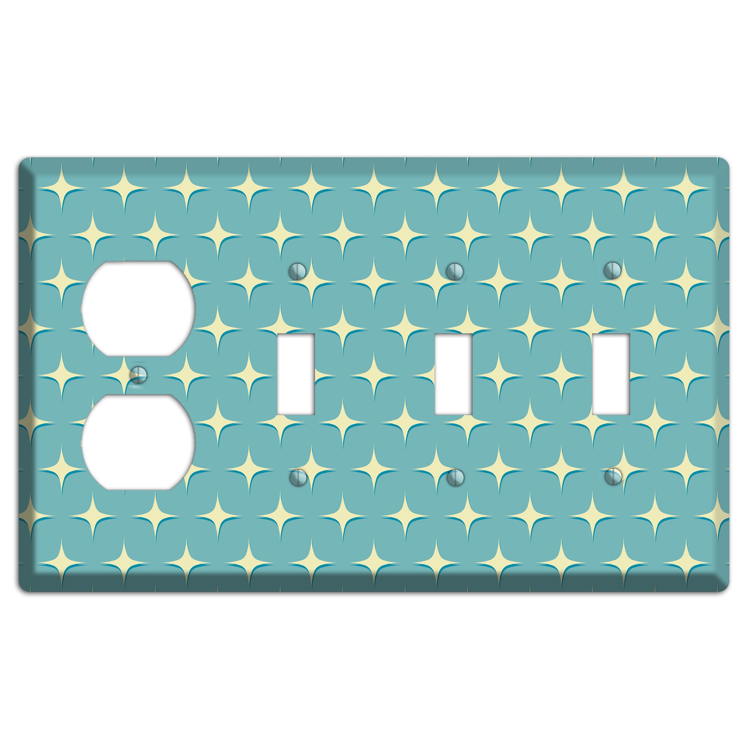 Yellow Atomic Diamond Duplex / 3 Toggle Wallplate