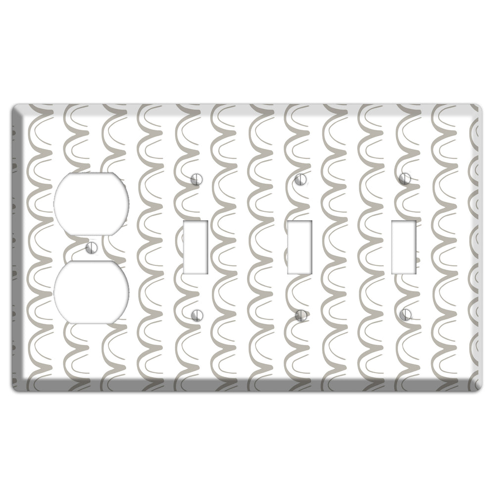 Simple Scandanavian Style T Duplex / 3 Toggle Wallplate