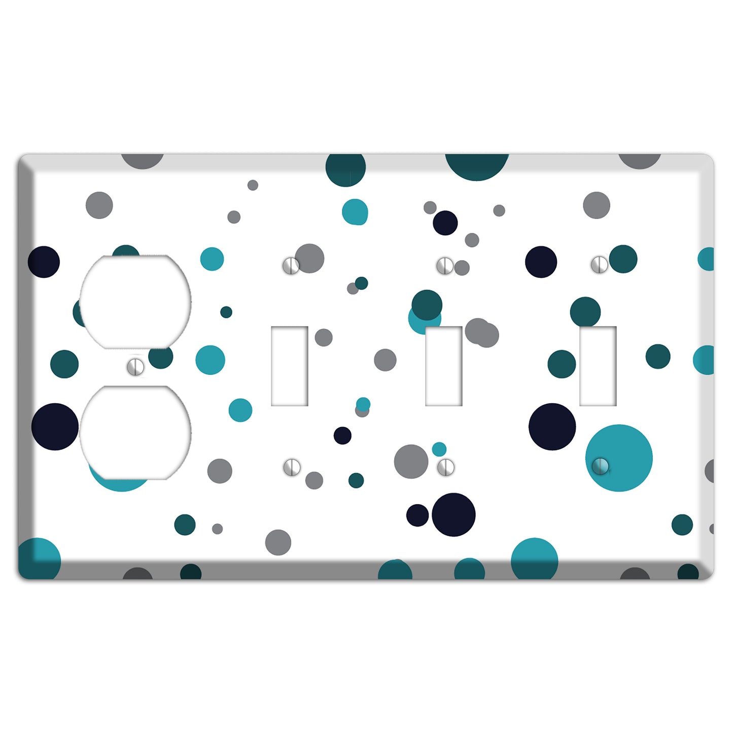Teal and Blue Dots Duplex / 3 Toggle Wallplate