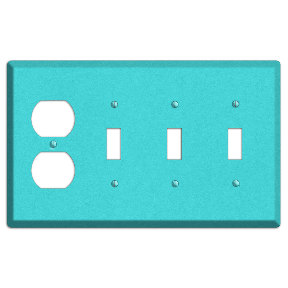 Turquoise Kraft Duplex / 3 Toggle Wallplate