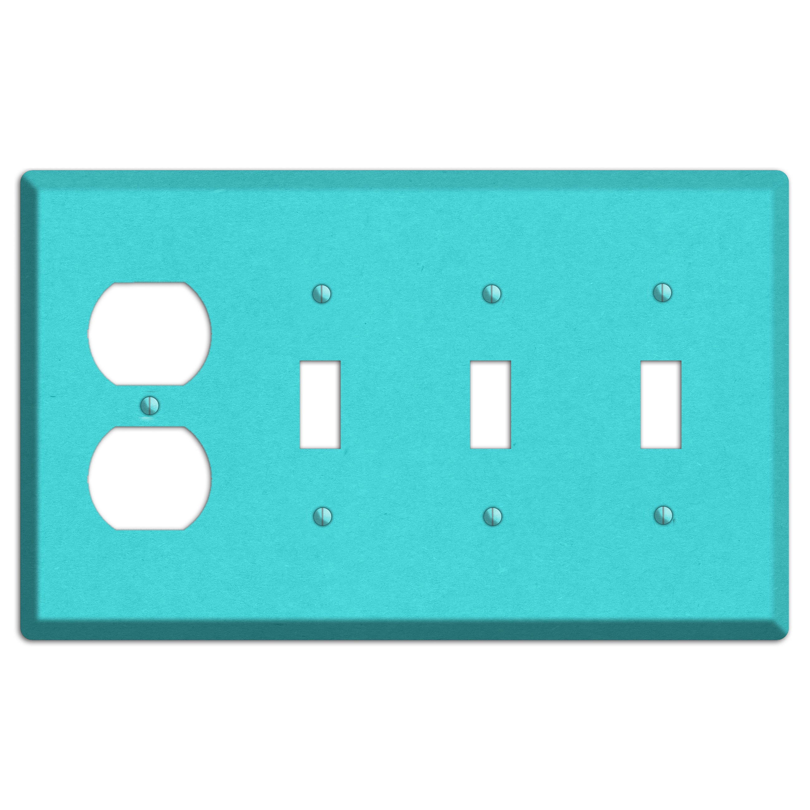 Turquoise Kraft Duplex / 3 Toggle Wallplate