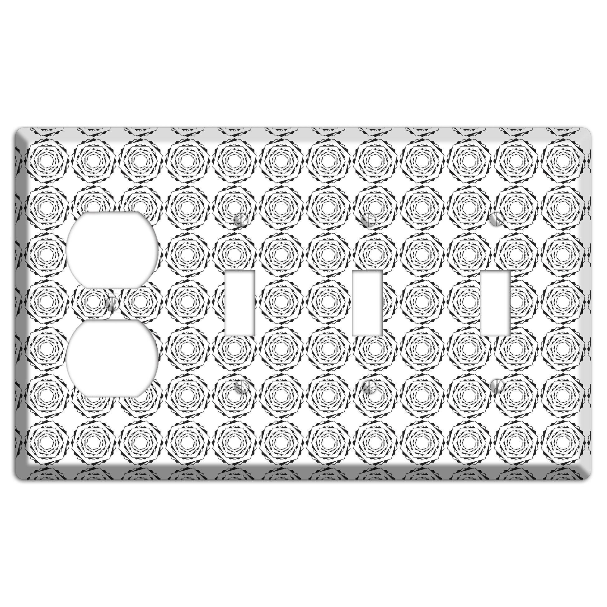 Hexagon Rotation Repeat Duplex / 3 Toggle Wallplate