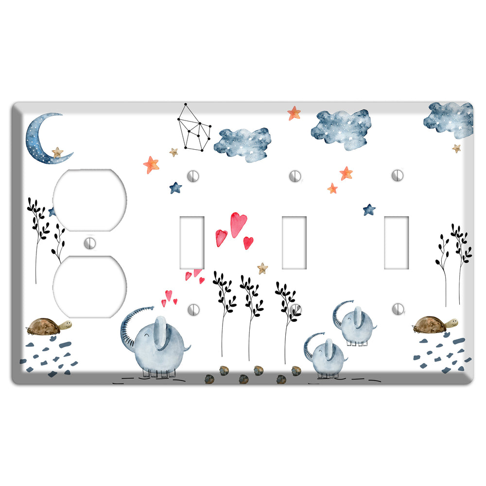 Elephant Duplex / 3 Toggle Wallplate