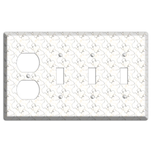 White with Irregular Circles Duplex / 3 Toggle Wallplate
