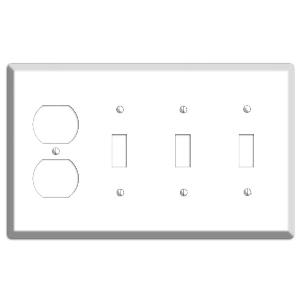 White Metal Duplex / 3 Toggle Wallplate
