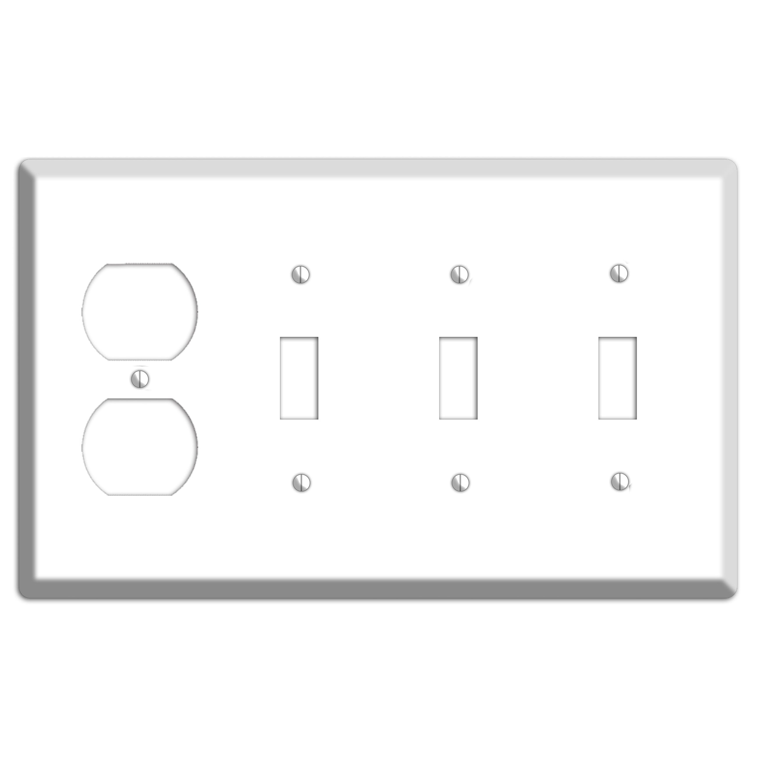 White Metal Duplex / 3 Toggle Wallplate