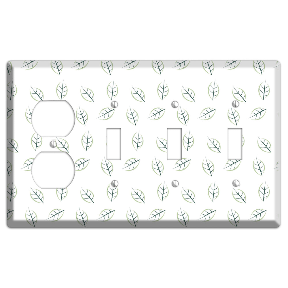 Leaves Style DD Duplex / 3 Toggle Wallplate