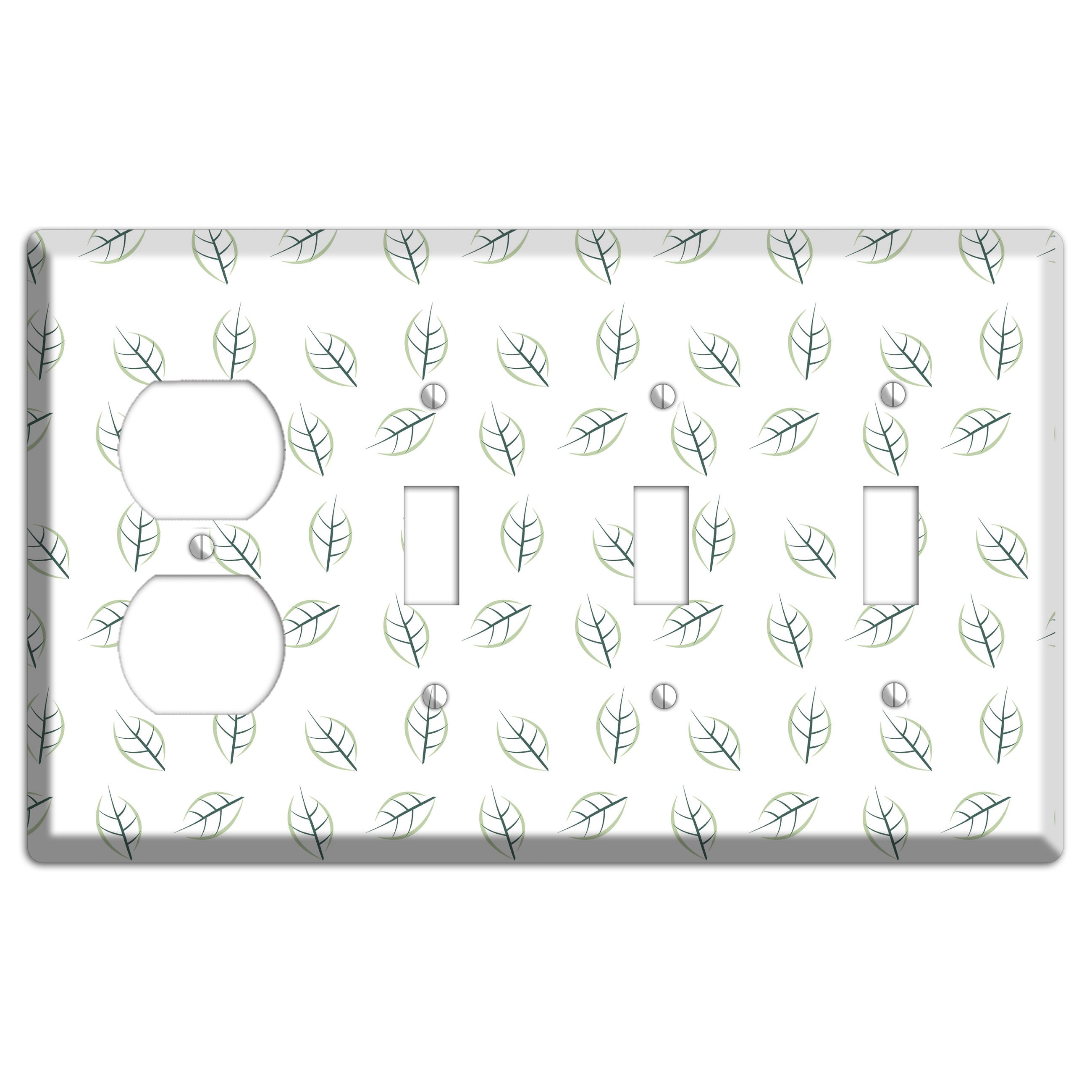 Leaves Style DD Duplex / 3 Toggle Wallplate